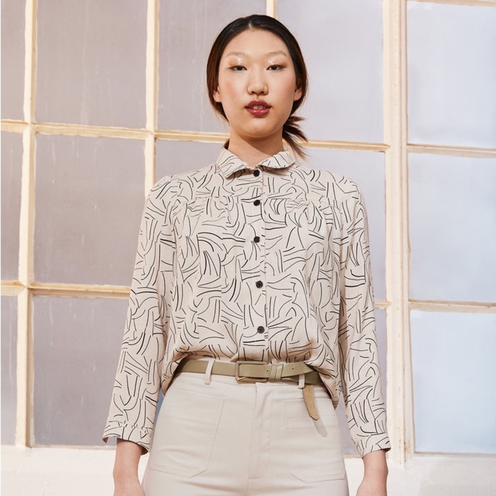 🇨🇦 Dagg & Stacey Sloane Button Up Blouse - Ecovero Rayon Print - M